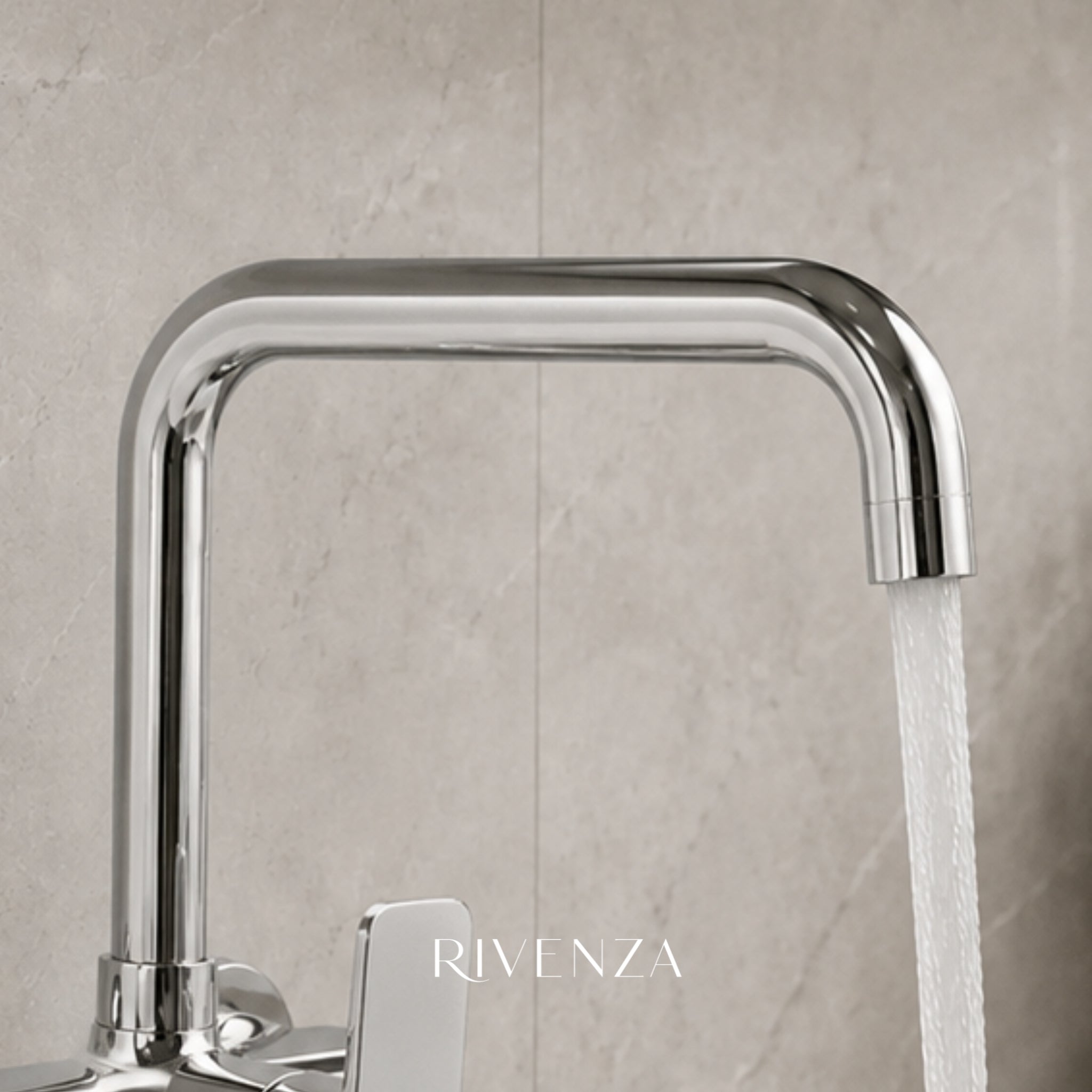Grifería de pared para cocina - Plata y Negro