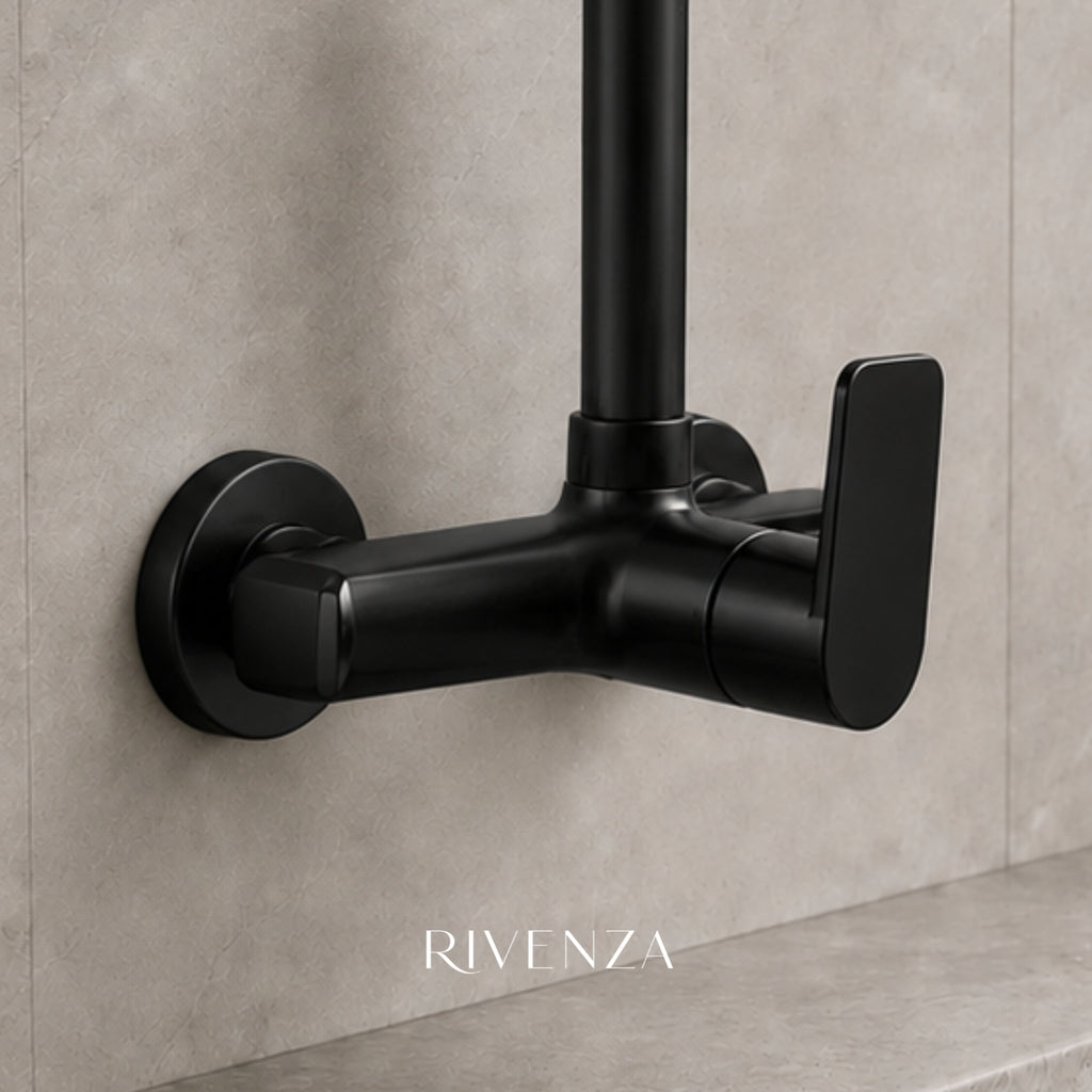 Grifería de pared para cocina - Plata y Negro