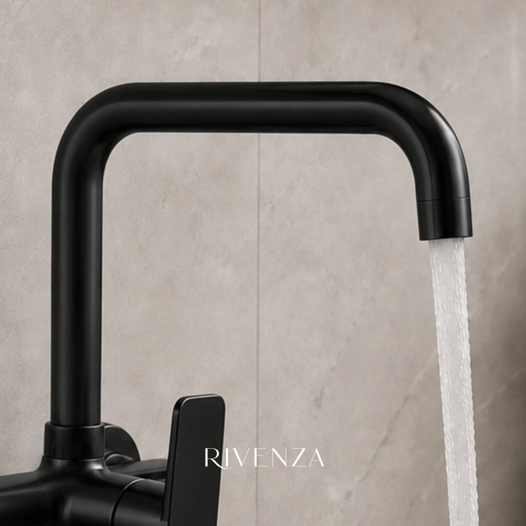 Grifería de pared para cocina - Plata y Negro