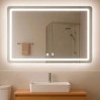 Espejo LED rectangular táctil con antivaho