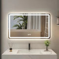Espejo LED rectangular táctil con antivaho