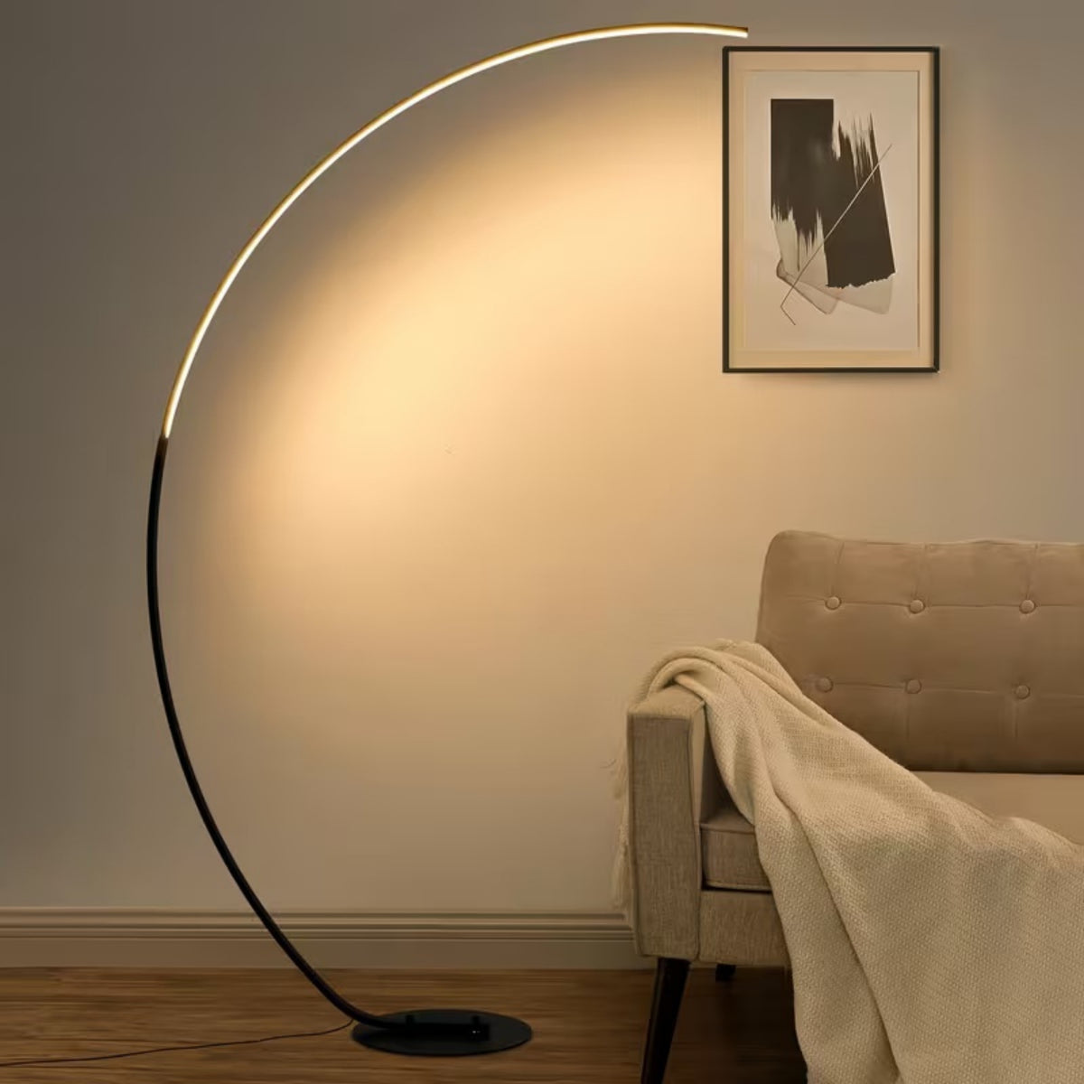 Lámpara de Pie Curva LED Tricolor Negra | RVZ-257