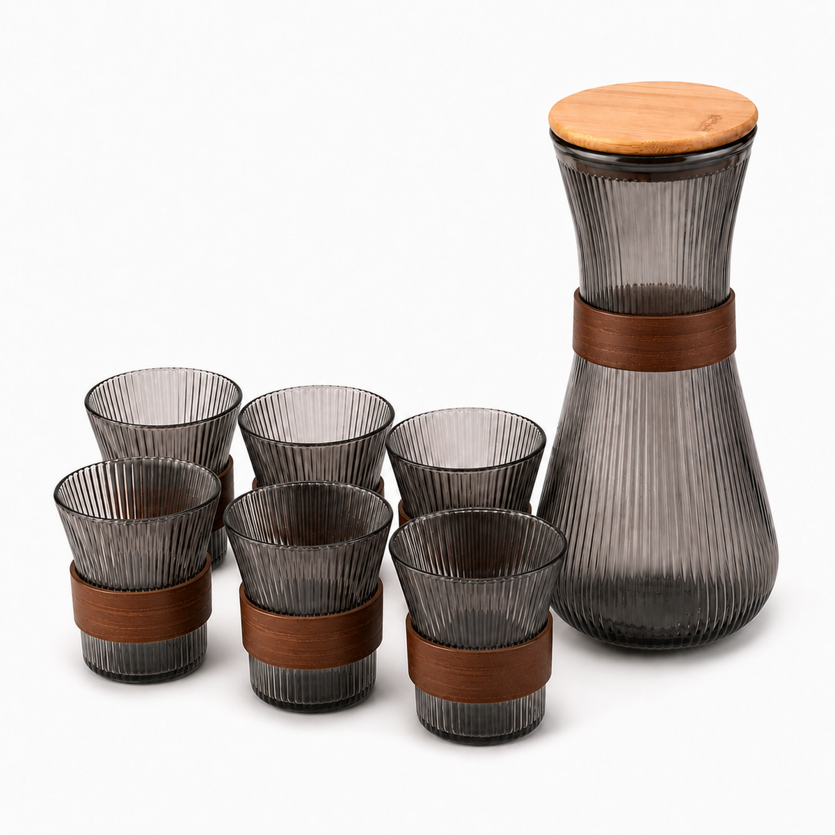 Set Jarra y 6 Vasos Gris Electroplateado | RVZ-140