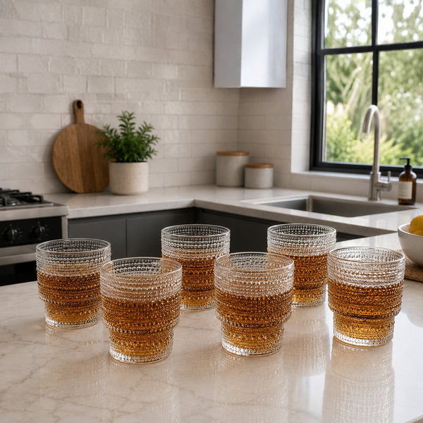Set Vasos Apilables Vidrio Diseño  | RVZ-134