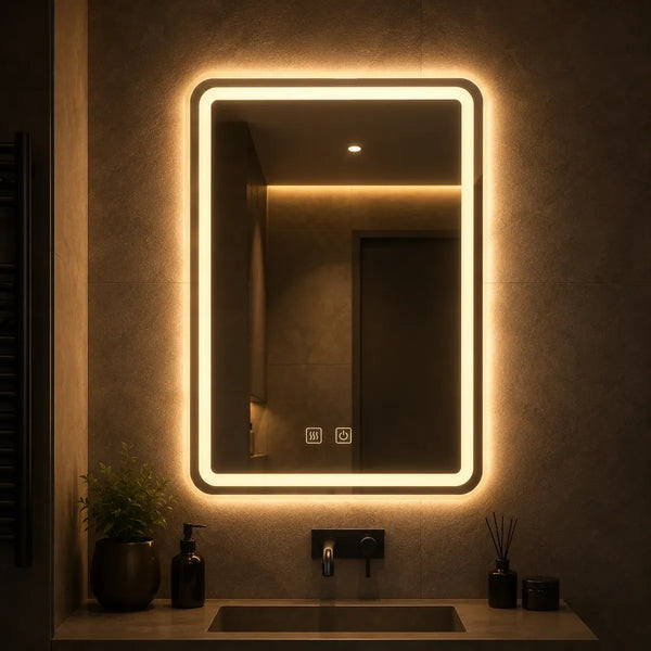 Espejo Led con Horario y Desempañador 80cm x 60cm | RVZ-71