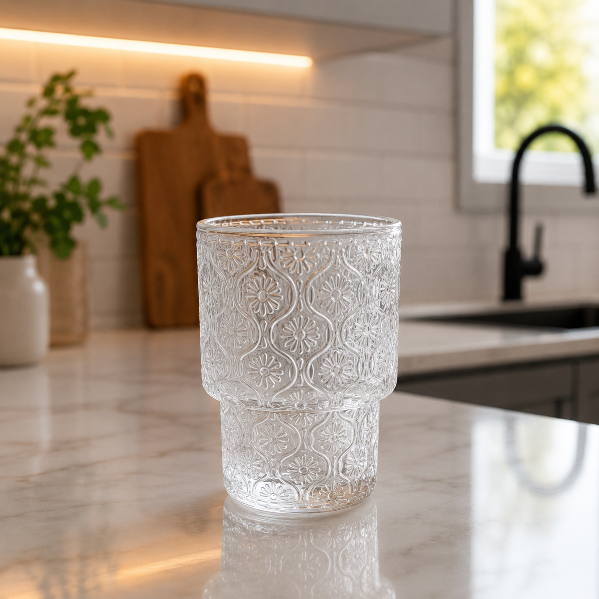 Set Vasos Apilables Vidrio Transparente | RVZ-136