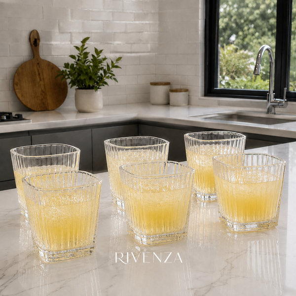 Set 6 Vasos Cuadrados 220ml Transparente | RVZ-145
