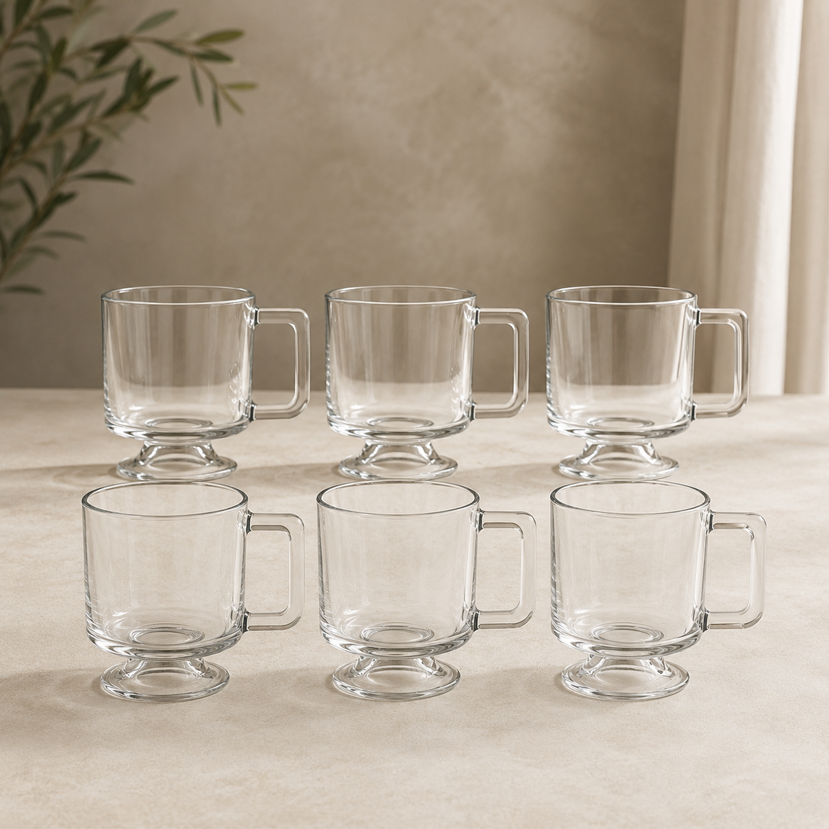 Set 6 Tazas con Asa Vidrio Transparente | RVZ-147