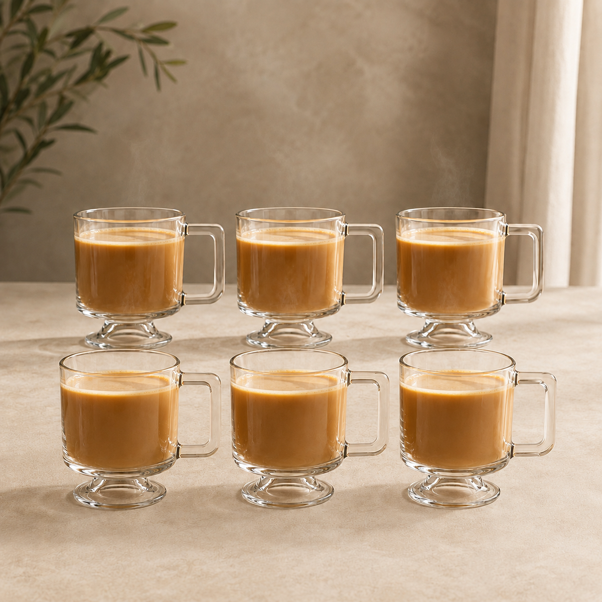 Set 6 Tazas con Asa Vidrio Transparente | RVZ-147