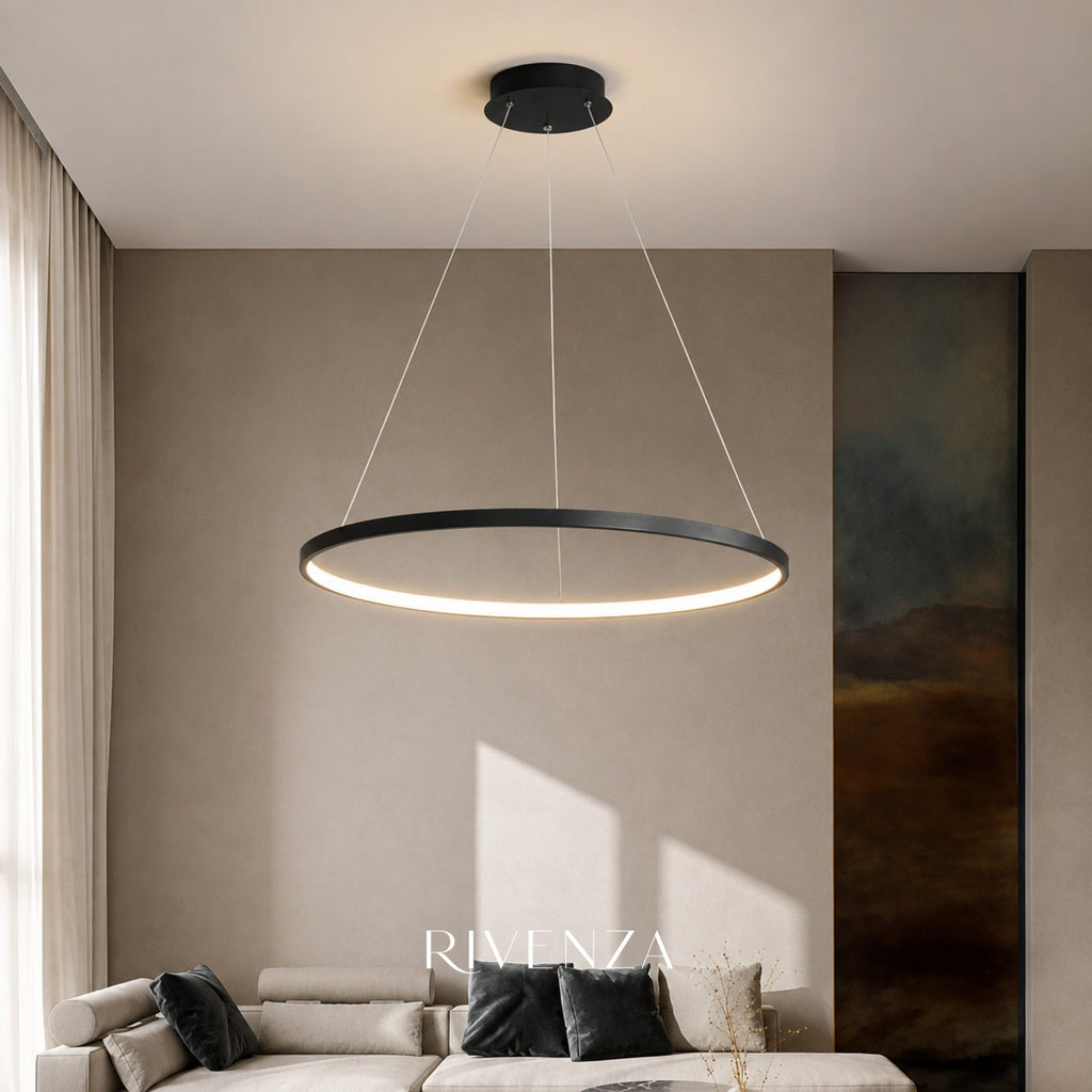 Colgante Circular LED Tricolor Negro 60cm | RVZ-203