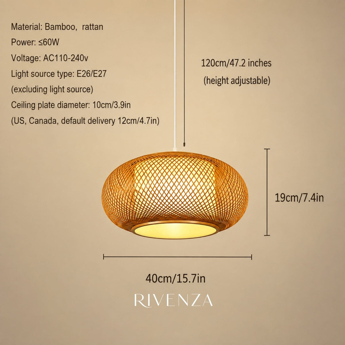 Colgante Ratán Natural 40×20cm | RVZ-208 - Vista 7