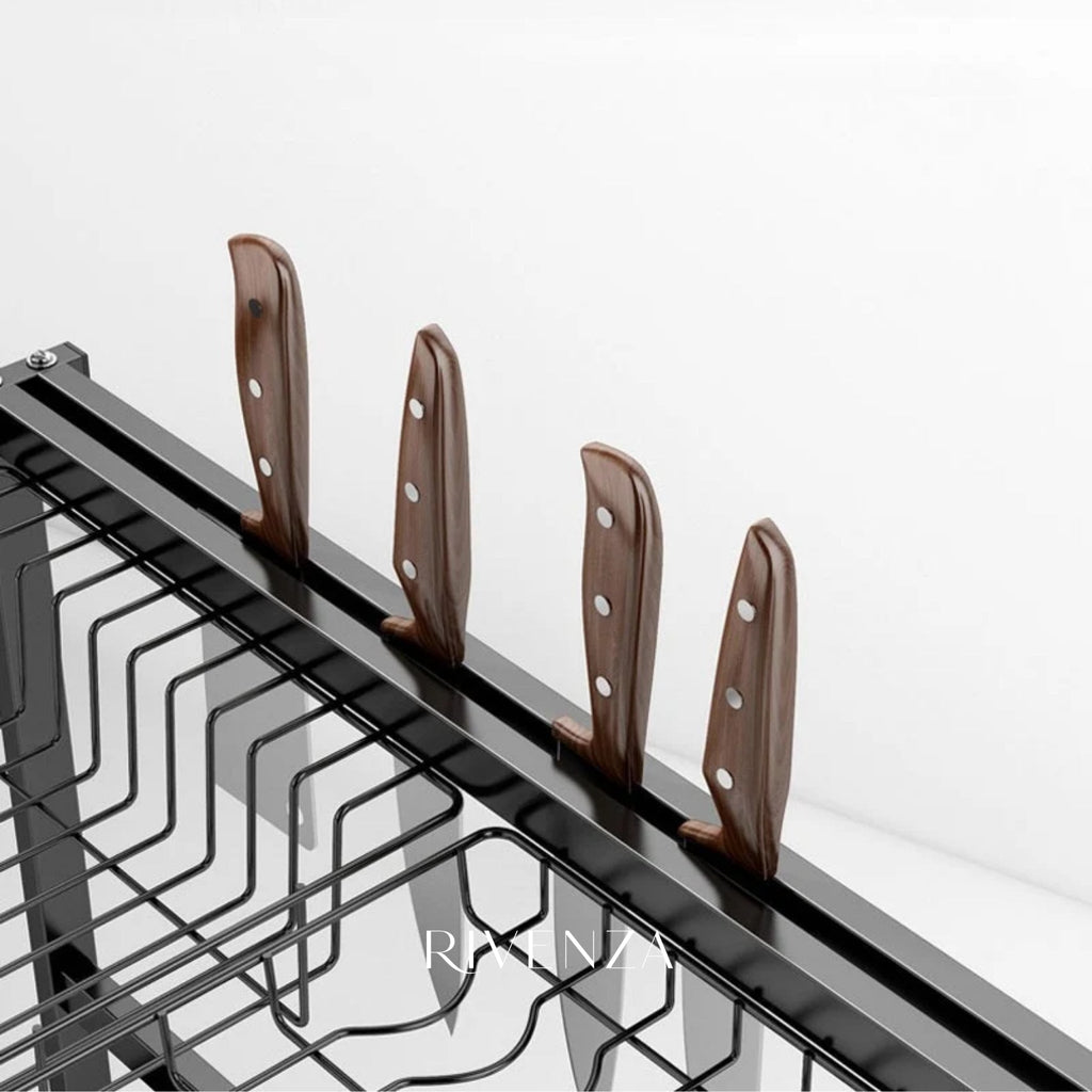 Escurridor Secaplatos Sobre Pileta 85cm Rack 2 Niveles Negro| RVZ-92