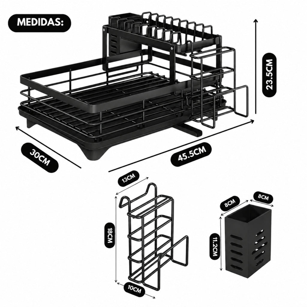 Escurridor de Platos 2 Niveles Negro | RVZ-94
