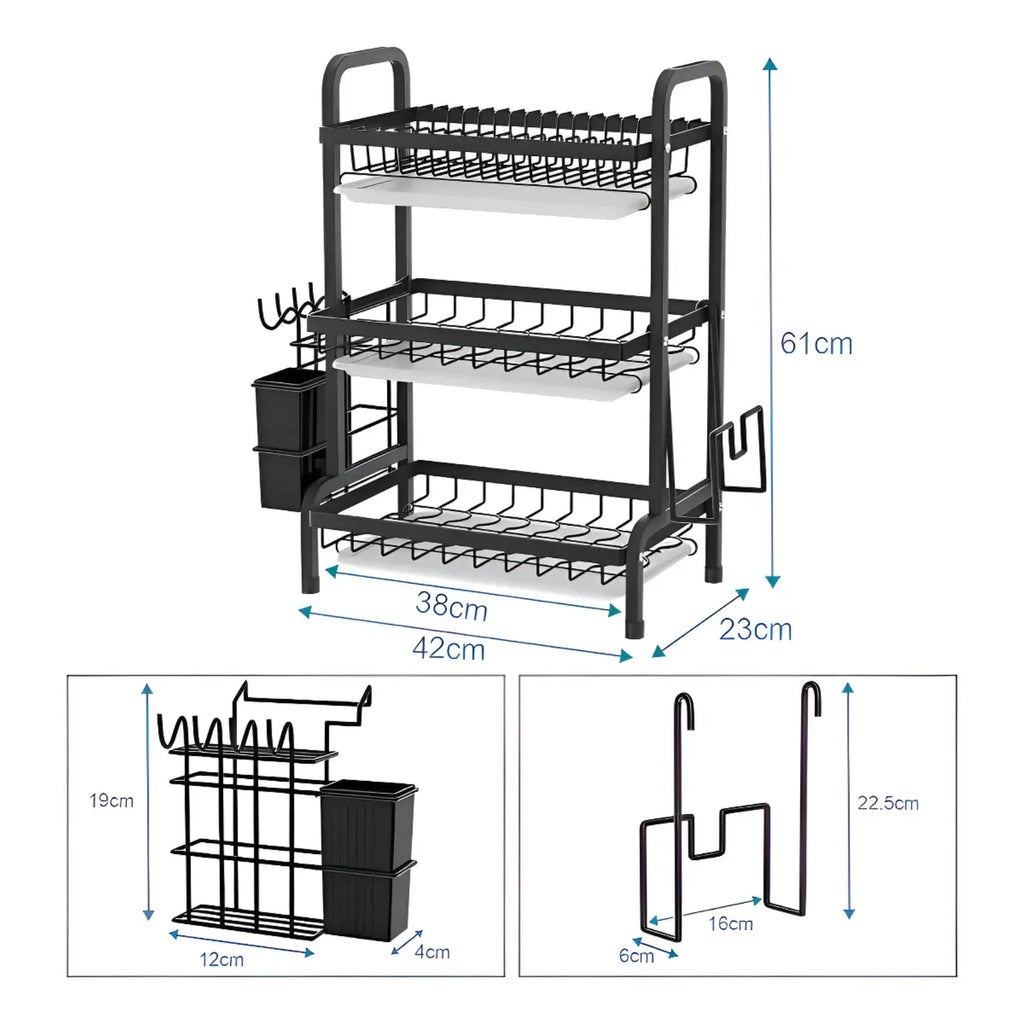 Escurridor de Platos 3 Niveles Negro | RVZ-97