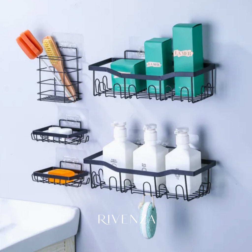 Estante Organizador accesorio Baño Ducha Set X5 Jabonera Adhesivo  | RVZ-99
