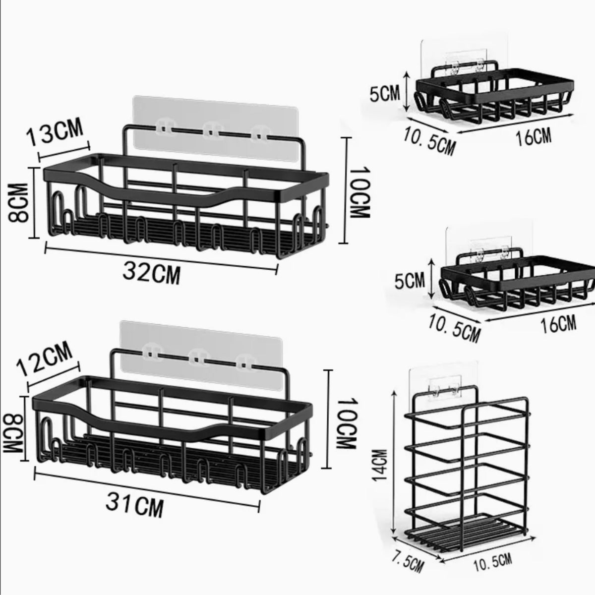 Estante Organizador accesorio Baño Ducha Set X5 Jabonera Adhesivo  | RVZ-99