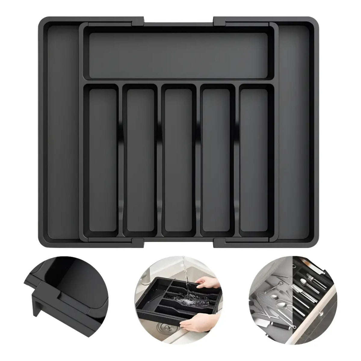Organizador de Cubiertos Extensible Negro | RVZ-104