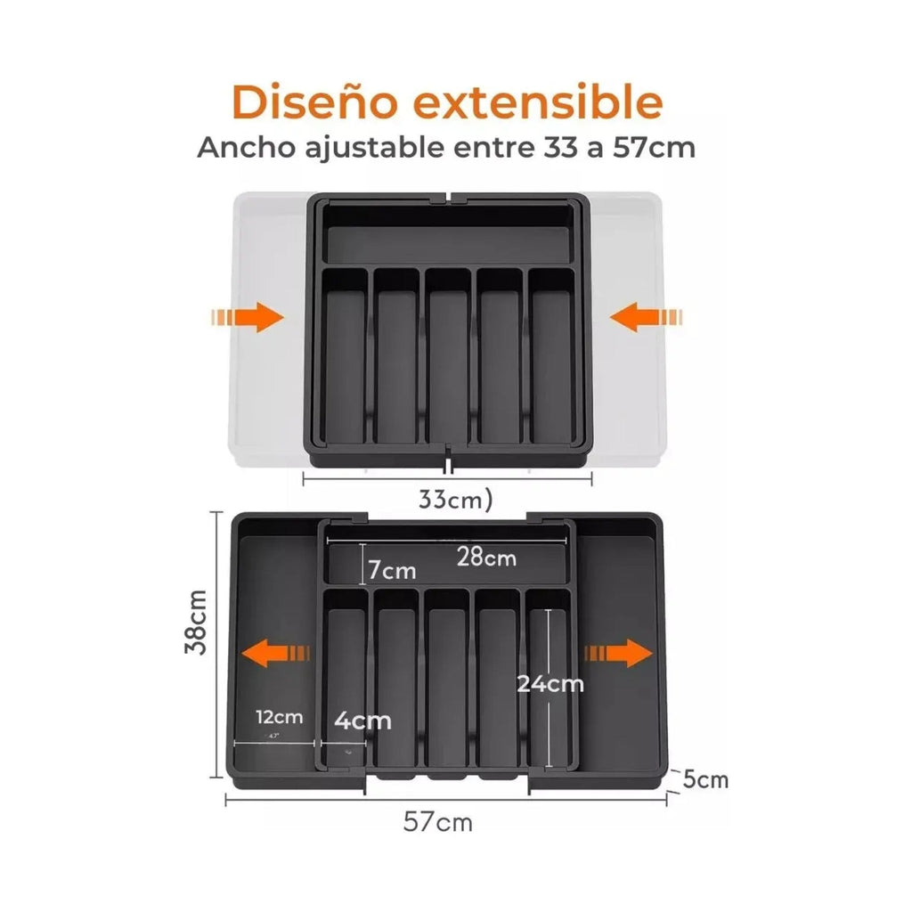 Organizador de Cubiertos Extensible Negro | RVZ-104
