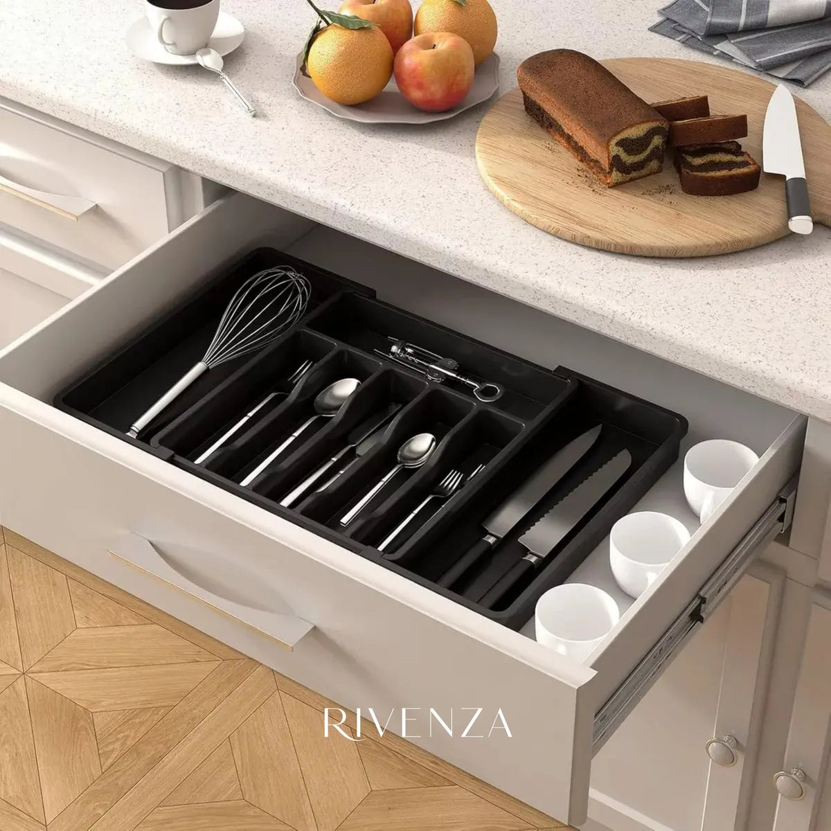 Organizador de Cubiertos Extensible Negro | RVZ-104