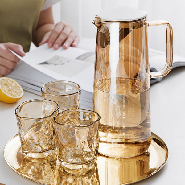 Set Jarra y 6 Vasos Lujo Gris Electroplateado 1.6L | RVZ-139