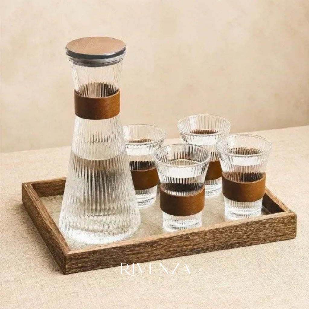 Set Jarra y 6 Vasos Vidrio Transparente | RVZ-141