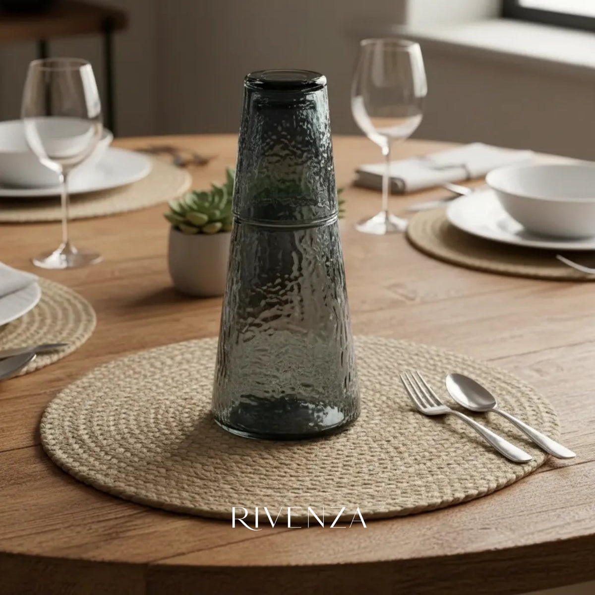 Jarra con Vaso Individual 850ml Gris Electroplateado | RVZ-143