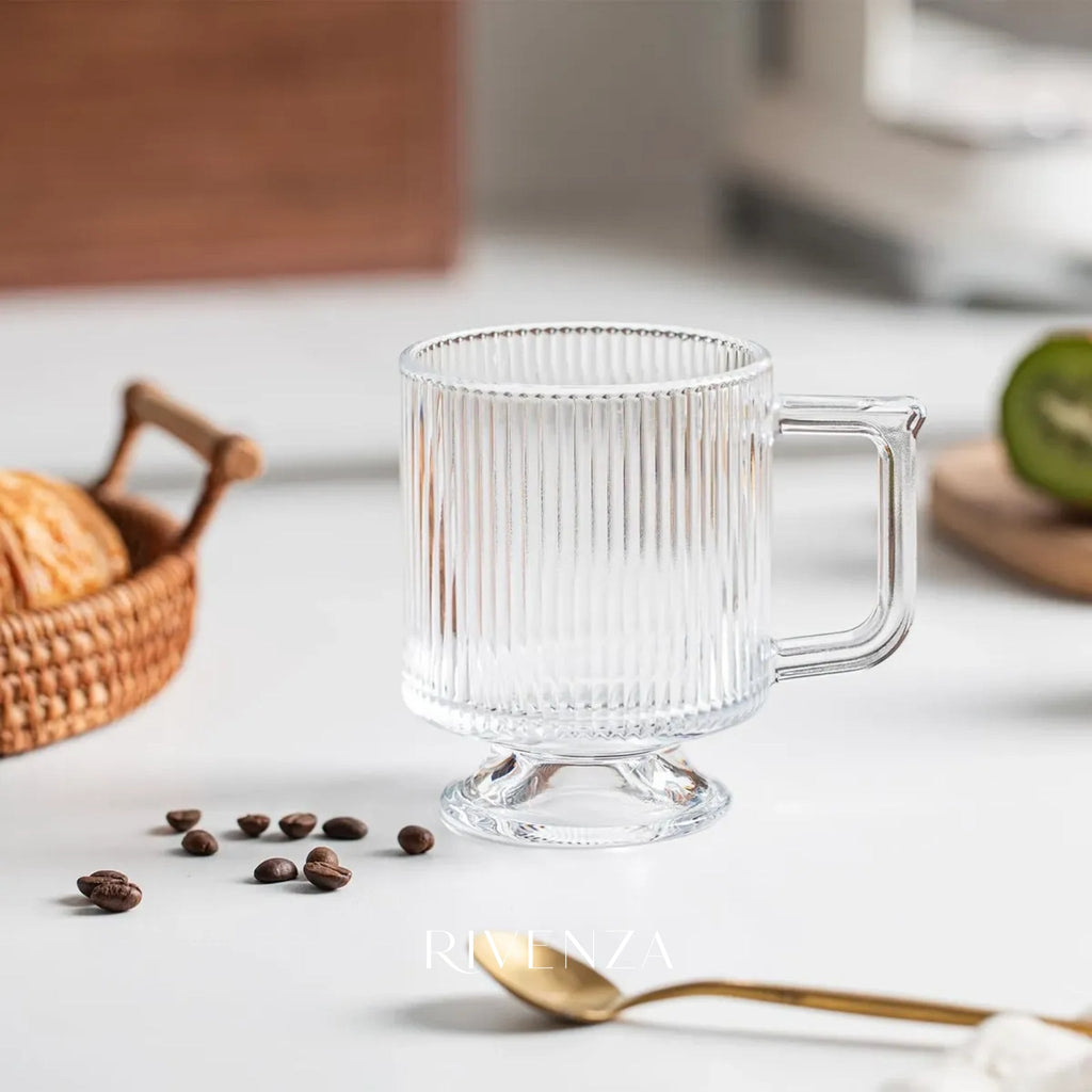 Set 6 Tazas con Asa Vidrio Gris | RVZ-148