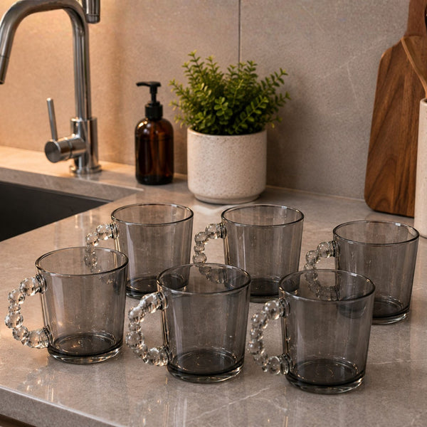 Set 6 Tazas Perla Grandes Gris | RVZ-150